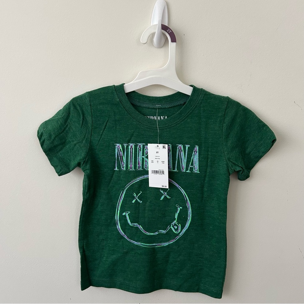 Nirvana Toddler 2T Green Smiley Face Band Tee NWT - Picture 6 of 7